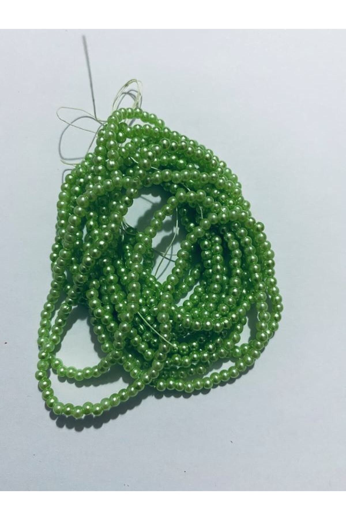 3mm Inci Boncuk 2'li Dizi. Renk: Su Yeşili. Takriben 620-640 Adet.