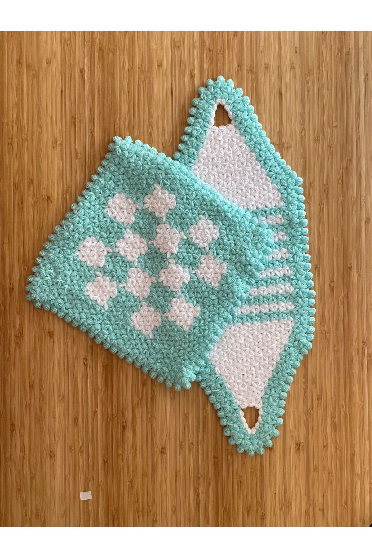 Çeyizlik Ve Banyo Lif Takımı 2’li Set. Su Yeşili/beyaz.