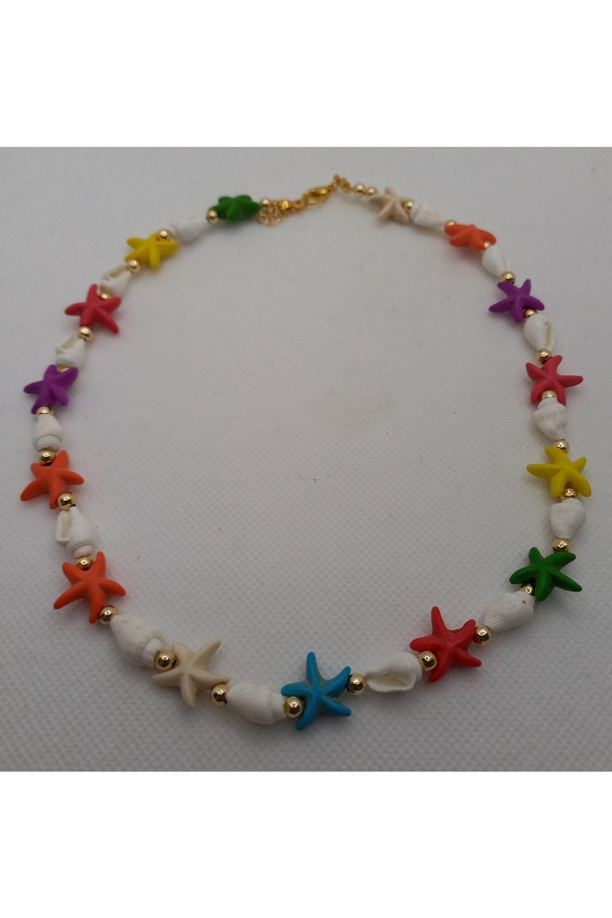Renkli Deniz Kabuğu Ve Yıldız Boncuklu Kolye