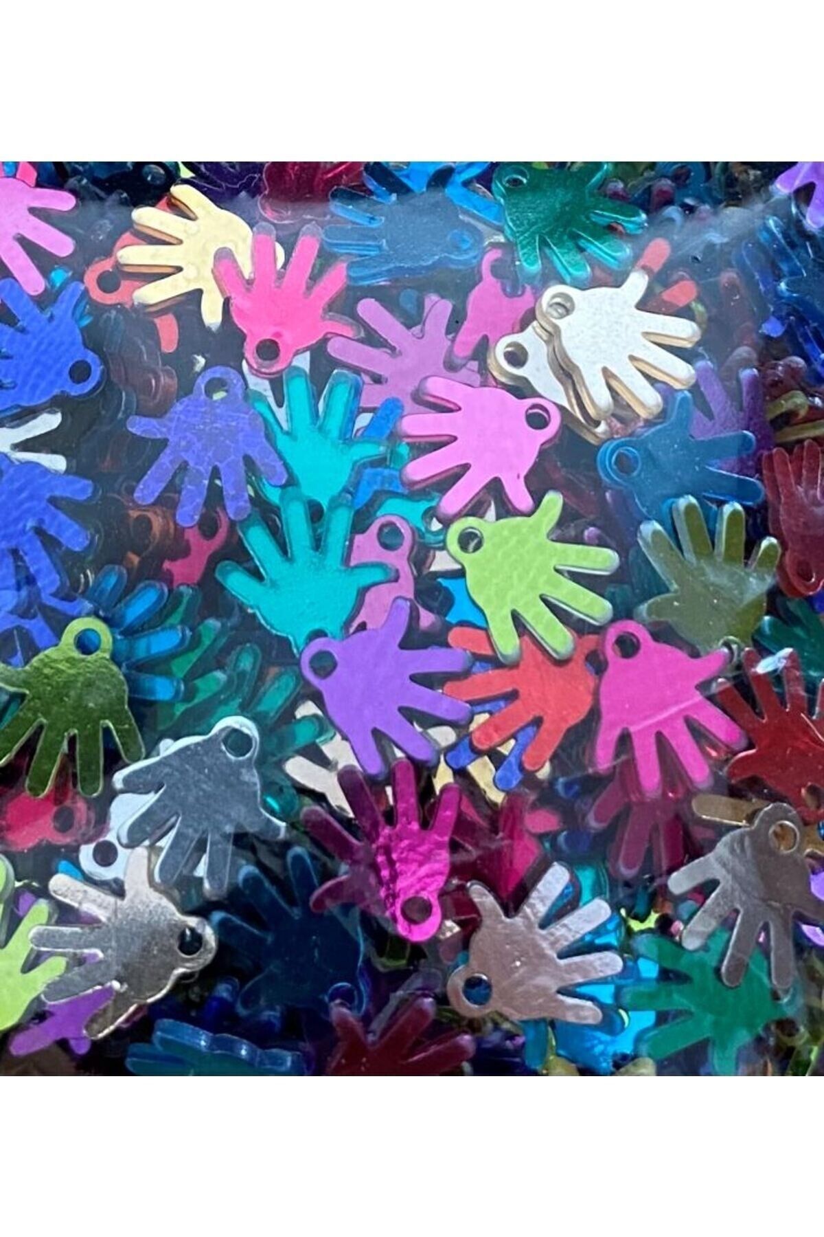 Renkli El Pleksi Janjan Işleme Pul El 10x10mm. 20gr.