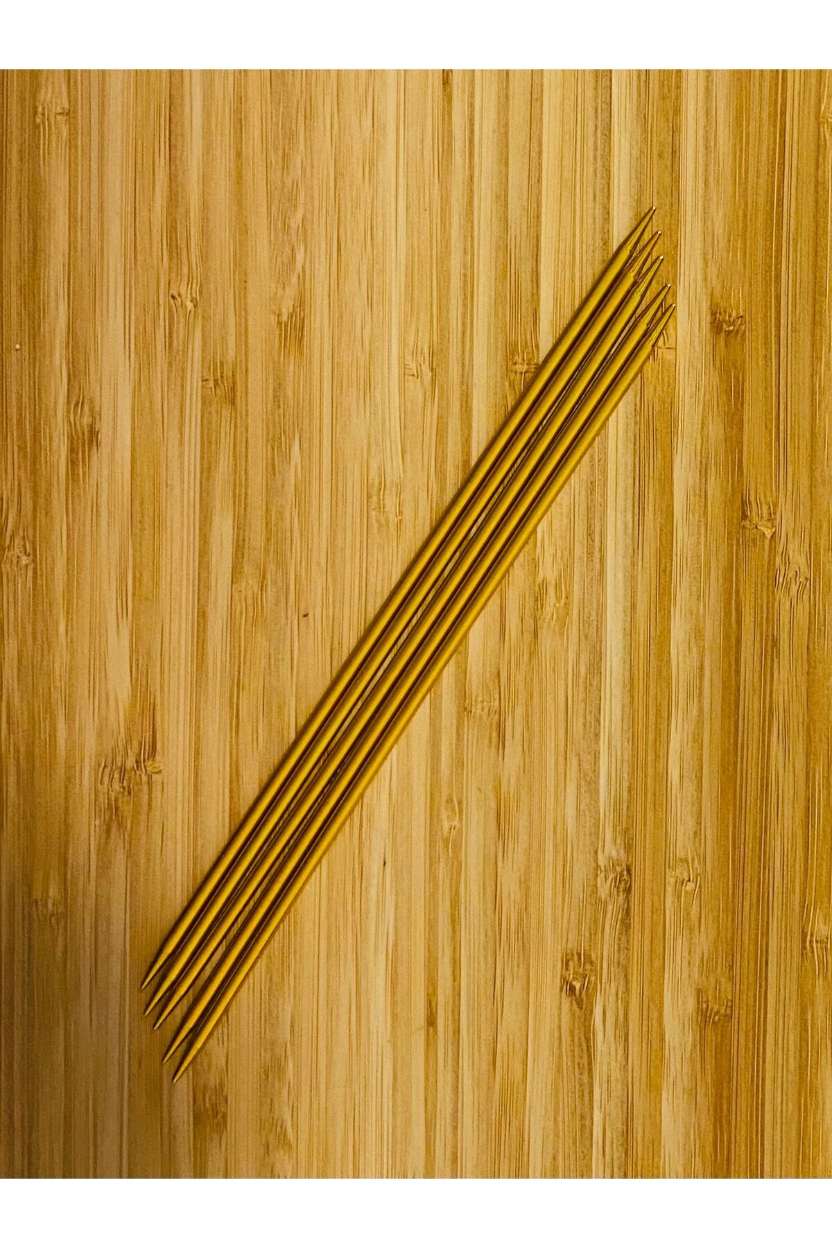 Renkli Metal  El Örgü Çorap Şiş.  5'li Paket. 20cm. No:3.5 Renk: Sarı.