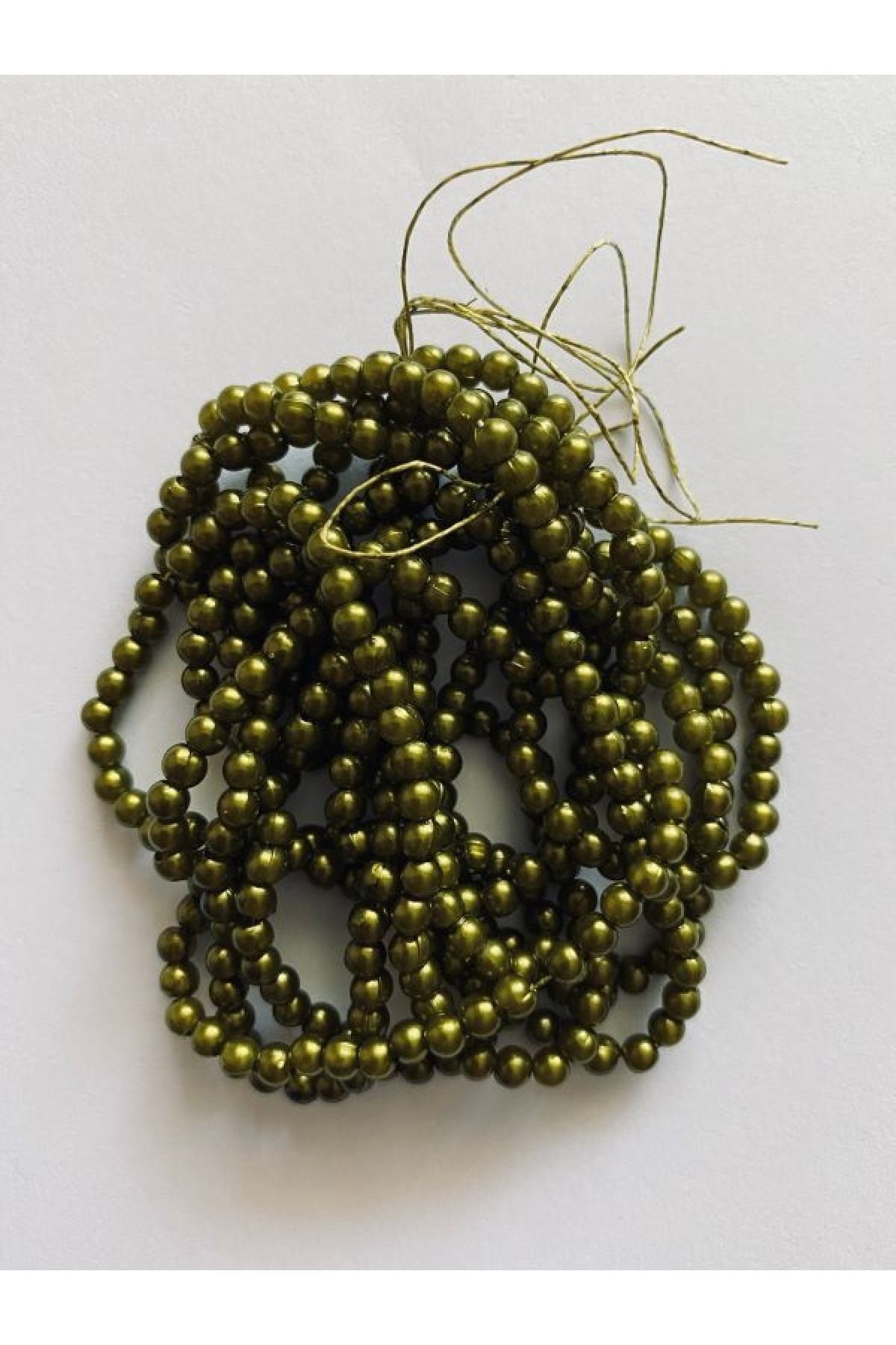 4mm Plastik Inci Boncuk 2 Dizi Yaklaşık 400 Adet. Açık Haki