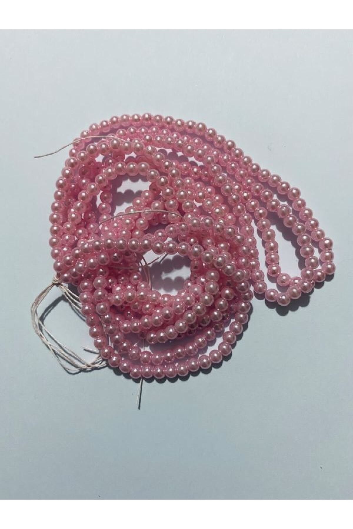4mm Plastik Inci Boncuk 2 Dizi Yaklaşık 400 Adet. Açık Pembe
