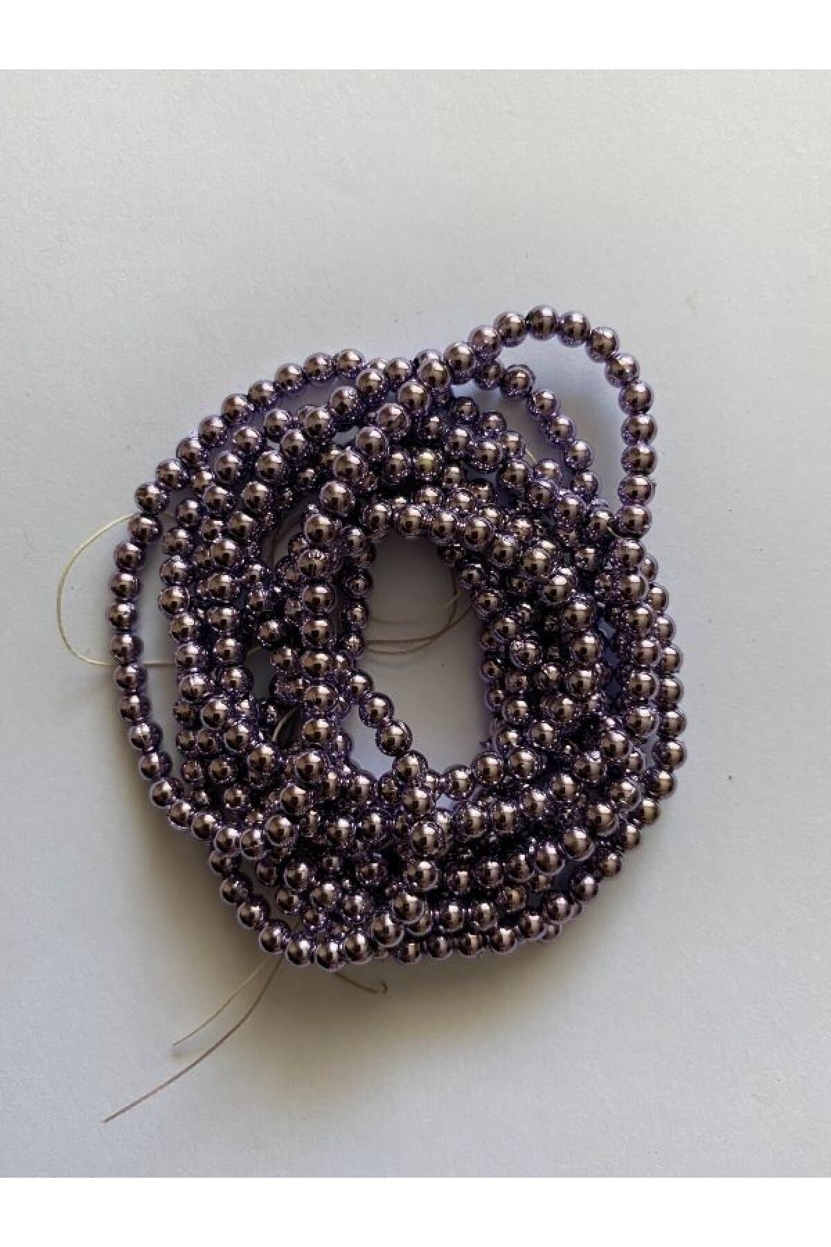 4mm Plastik Inci Boncuk 2 Dizi Yaklaşık 400 Adet. Kızıl Gümüş