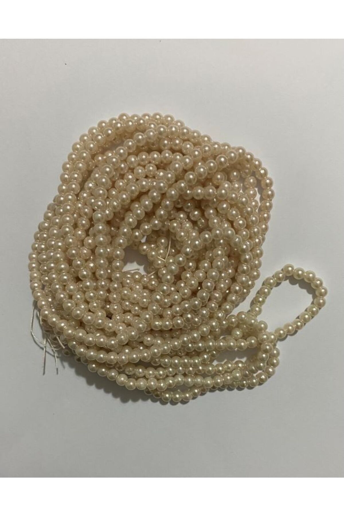 4mm Plastik Inci Boncuk 2 Dizi Yaklaşık 400 Adet. Kızıl Krem 2