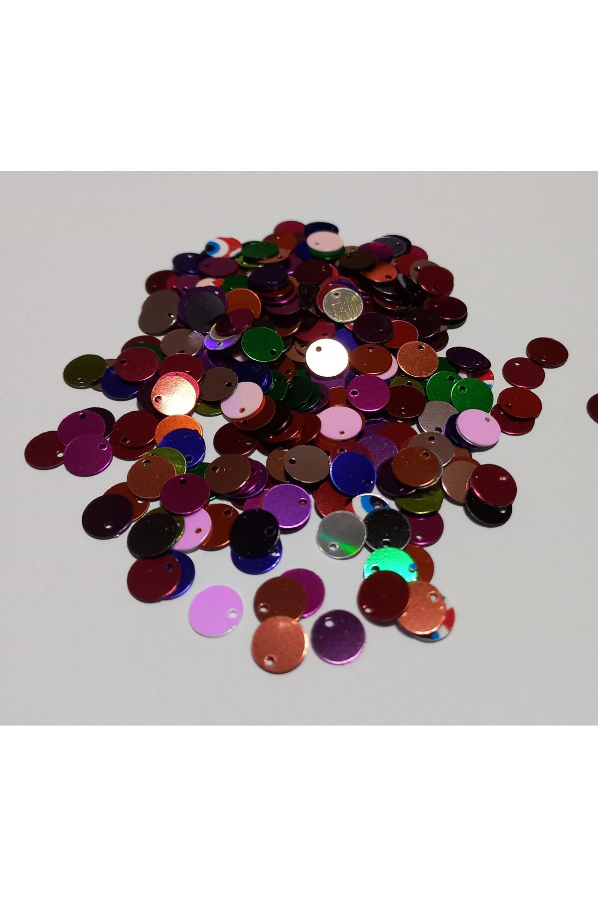 Yan delikli Oya, havlu, Abiye, çeyizlik el işleme pul 8mm 20 gr takriben 750 adet karışık