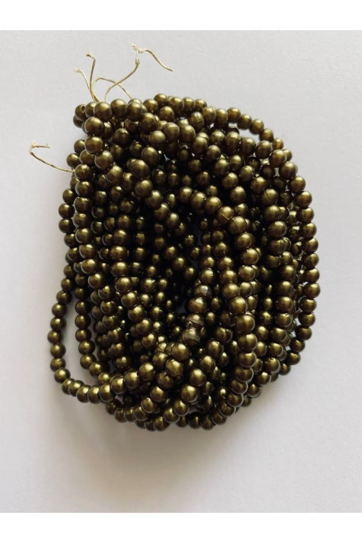 4mm Plastik Inci Boncuk 2 Dizi Yaklaşık 400 Adet. Koyu Haki
