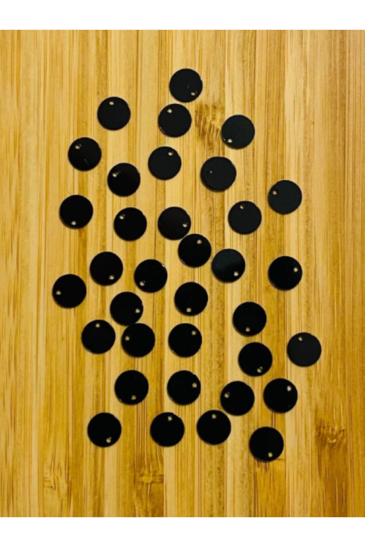 Yan delikli Oya, havlu, Abiye, çeyizlik el işleme pul 8mm 20 gr takriben 750 adet siyah