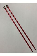 Renkli Metal Çocuk Örgü Şiş. 25cm. Kırmızı.