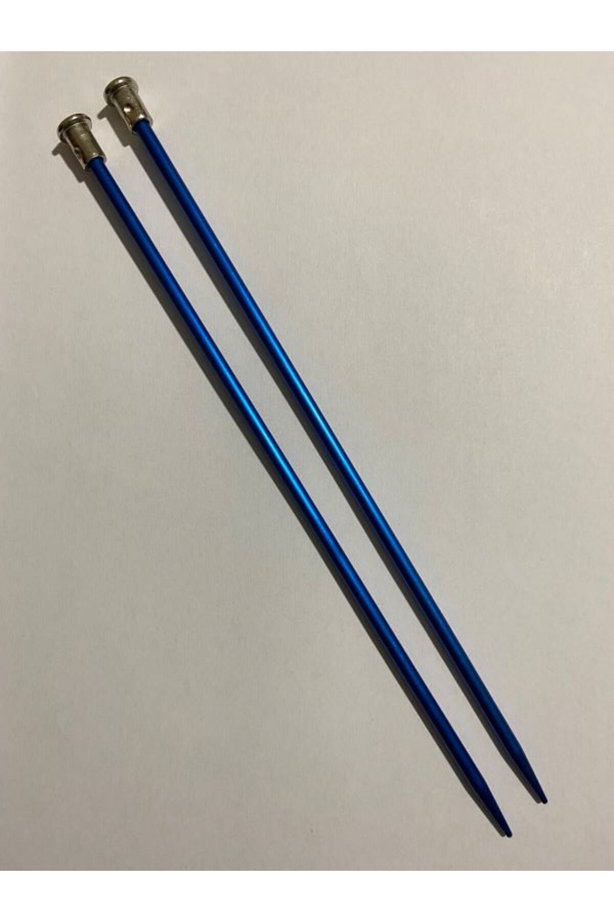 Renkli Metal Çocuk Örgü Şiş. 25cm. Mavi.