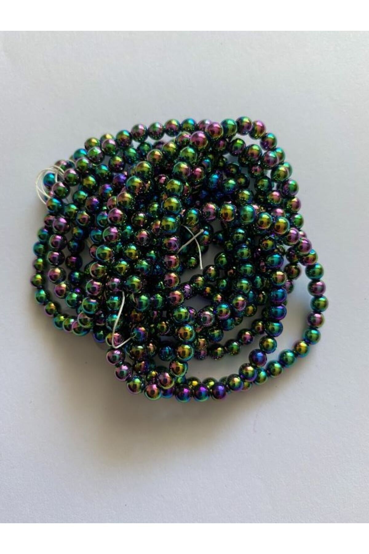 4mm Plastik Inci Boncuk 2 Dizi Yaklaşık 400 Adet. Metalik Janjan Yeşil