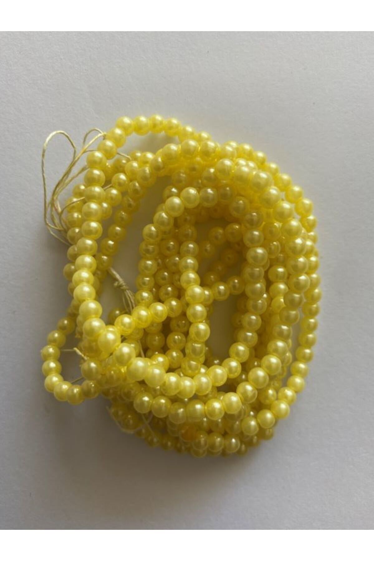 4mm Plastik Inci Boncuk 2 Dizi Yaklaşık 400 Adet. Parlak Sarı