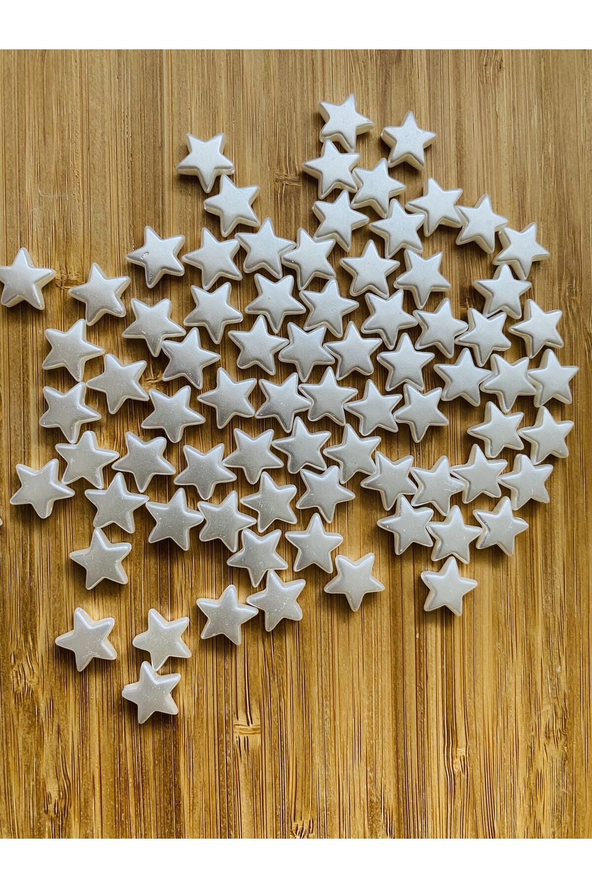 Oya, Takı, Abiye El Işleme Plastik Yıldız Inci. 25gr. Tahmini 80 Adet. Krem.