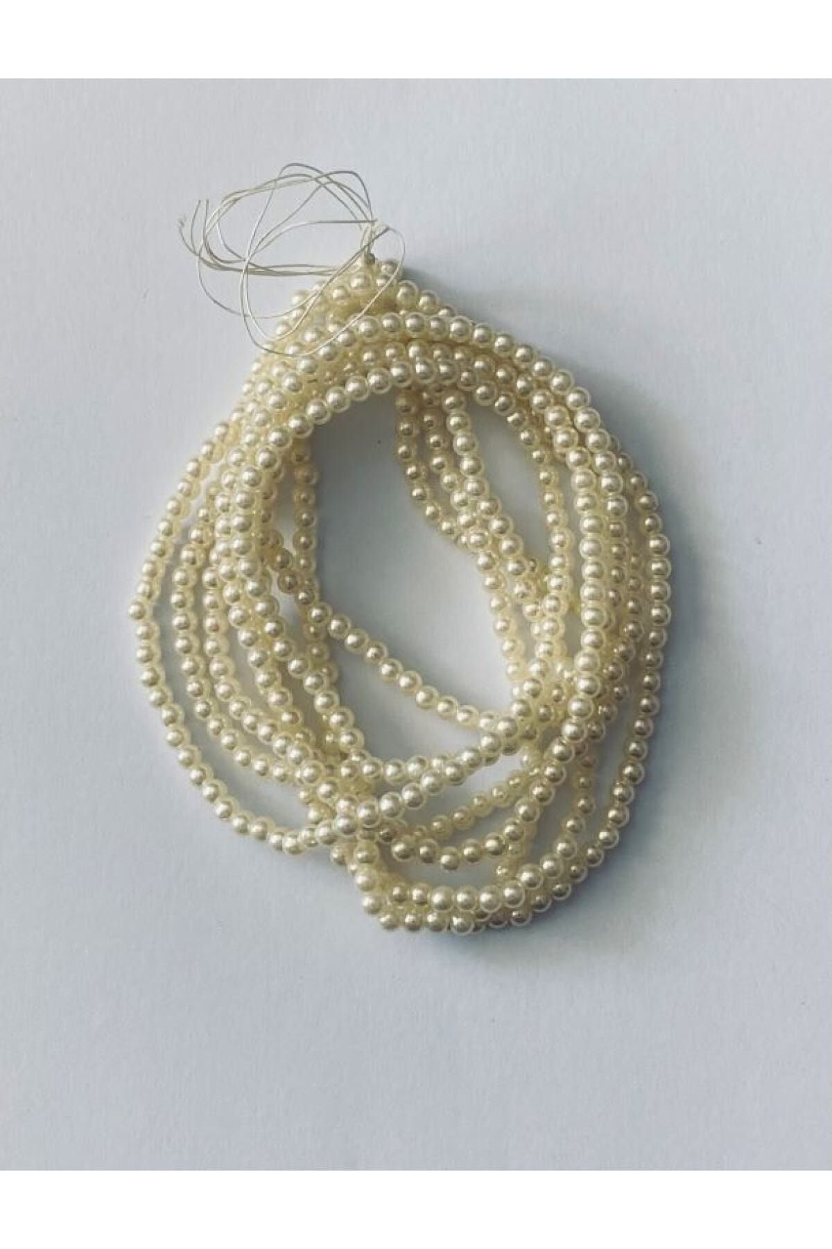 4mm Plastik Inci Boncuk 2 Dizi. Yaklaşık 400 Adet. Kırık Beyaz.