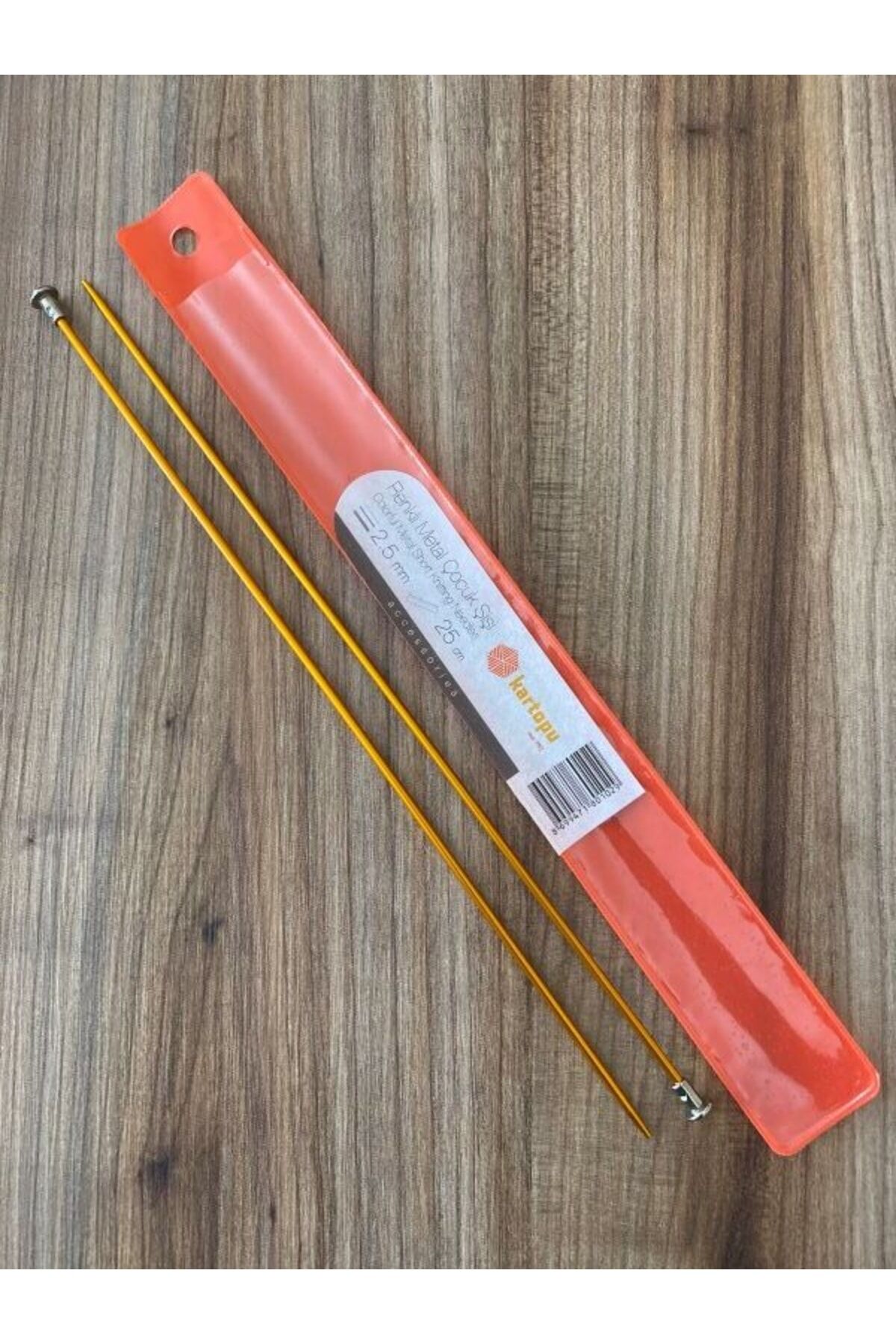 Renkli Metal Çocuk Örgü Şiş. 25cm. Sarı No:3,5