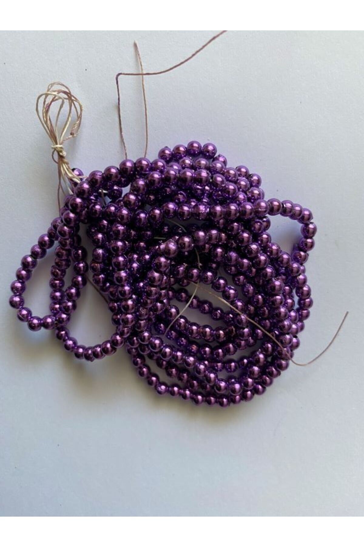 4mm Plastik Inci Boncuk 2 Dizi. Yaklaşık 400 Adet. Metalik Mor 3