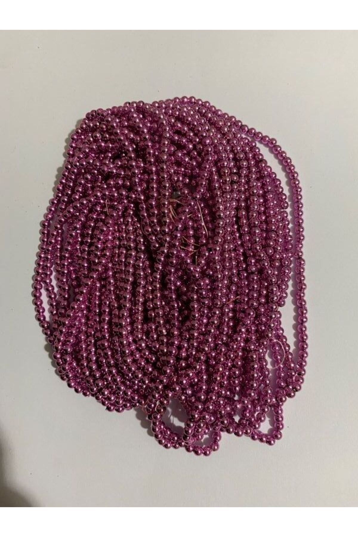 4mm Plastik Inci Boncuk 2 Dizi. Yaklaşık 400 Adet. Metalize Gül Kurusu.