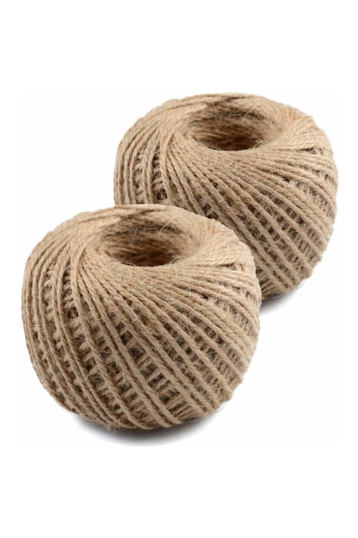 Hasır Jüt ip 2 Top 100 Metre Doğal Jüt İp - 100gr Keten ipi, Hasır ip, halat ip, Süsleme ipi 2 Adet
