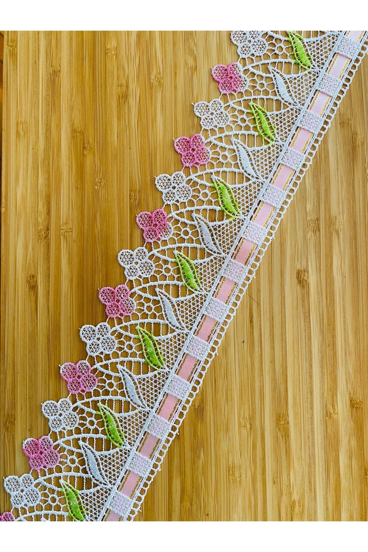 Havlu Kenar Dantel 8 cm x 1,96 metre. Pembe.