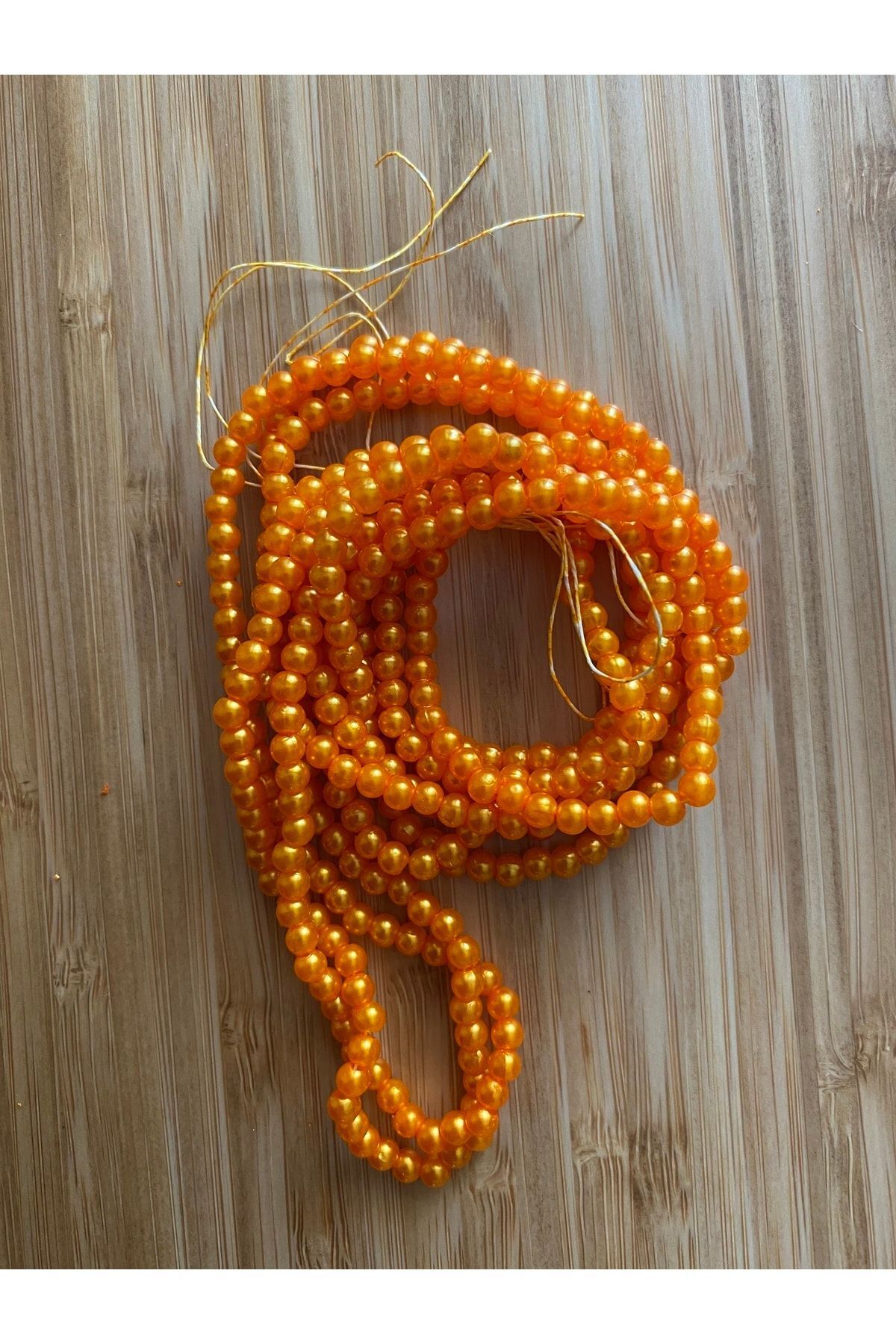 4mm Plastik Inci Boncuk 2 Dizi. Yaklaşık 400 Adet. Turuncu
