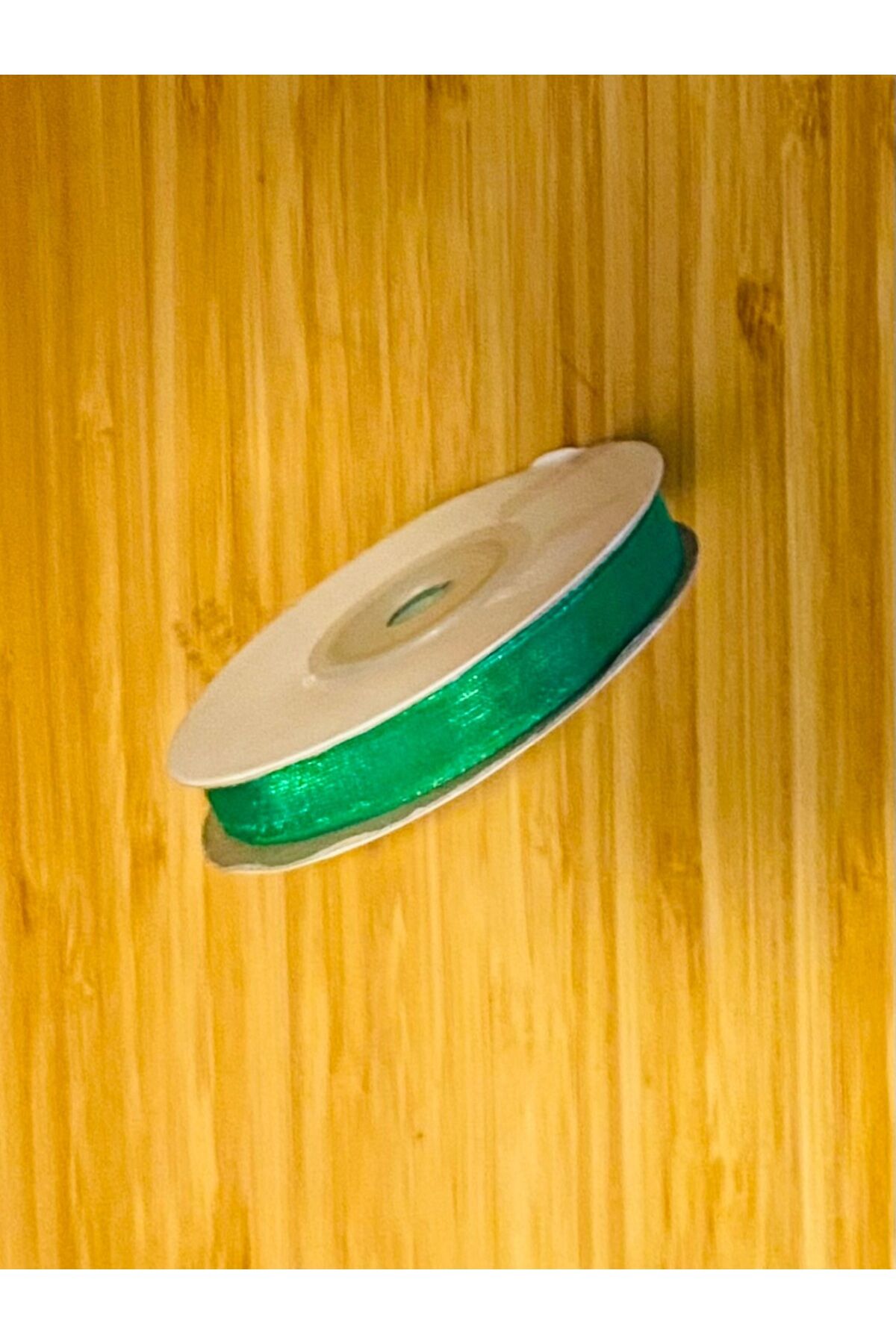 Organza (organze) Kurdele 1cm x 25metre 1 Adet. Renk: 019 Yeşil.