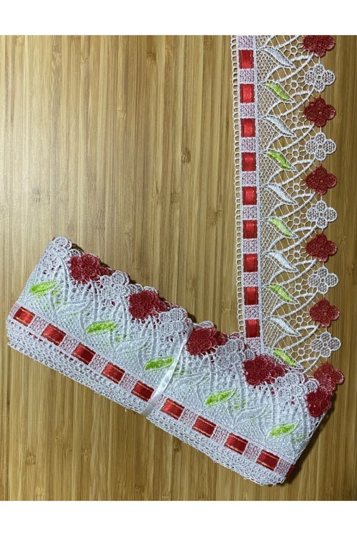 Havlu Kenar Dantel 8cmx1metre. Kırmızı.