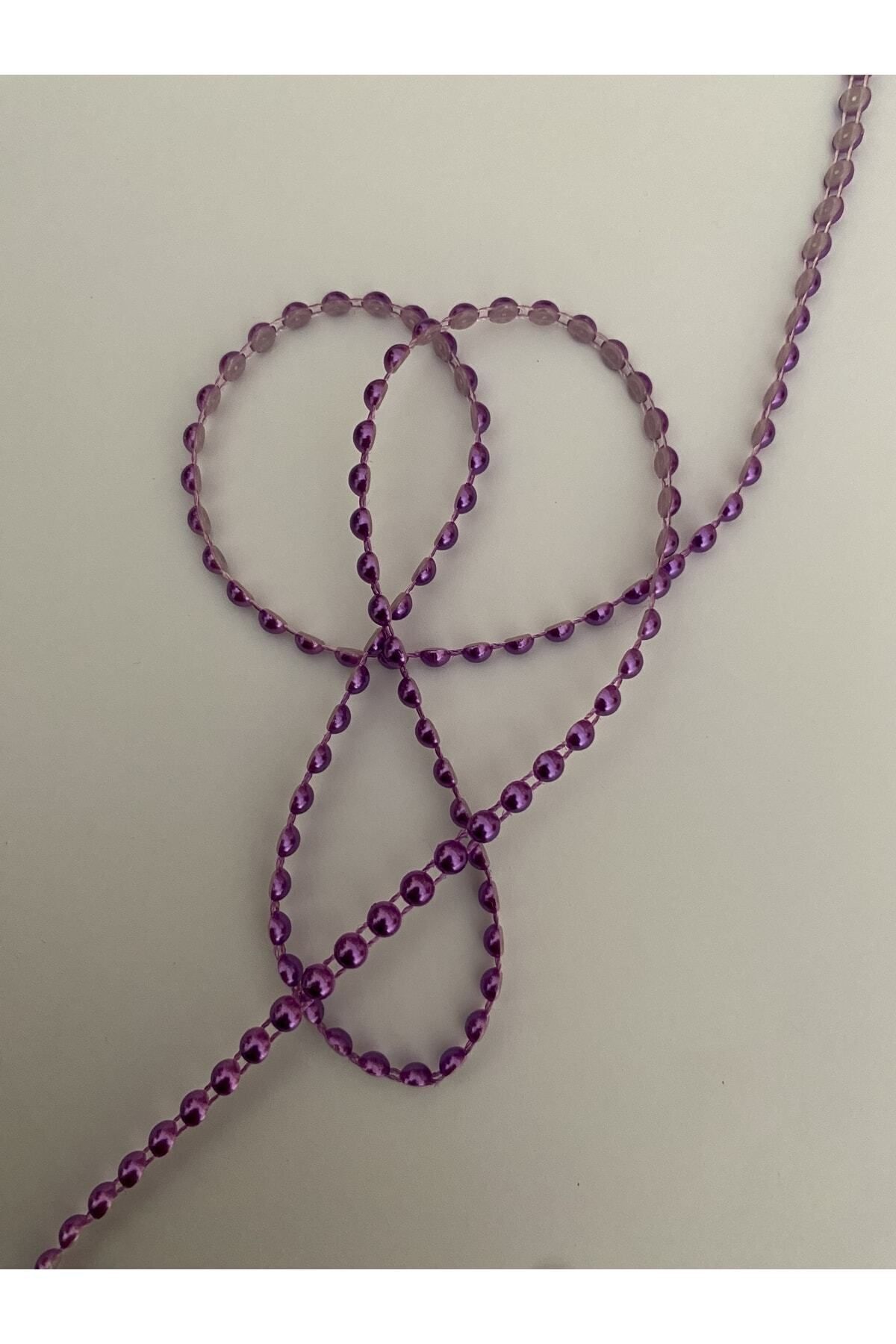 4mm Şerit Yarım Inci. Mor. 3,33 Metre.