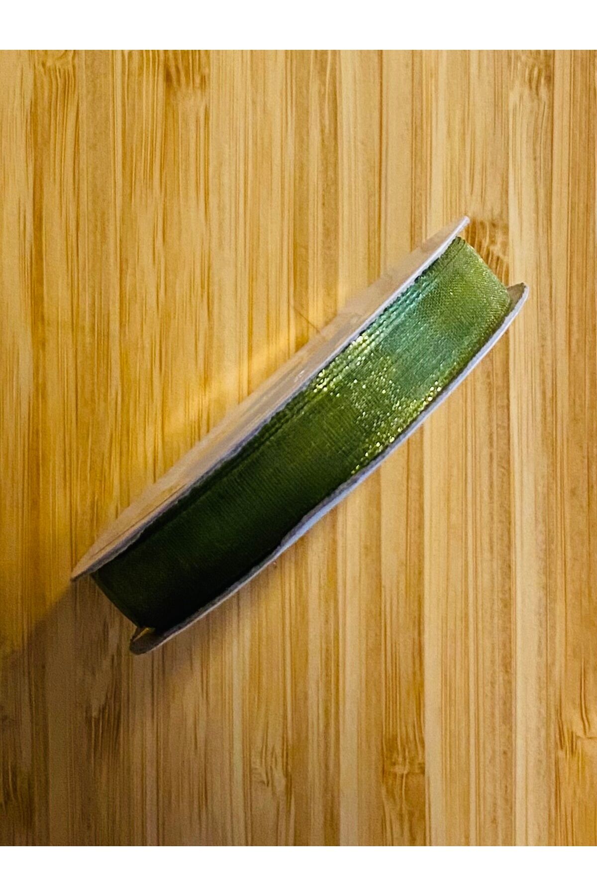 Organza (organze) Kurdele 1cm x 25metre 1 Adet. Renk: 72 Yeşil.