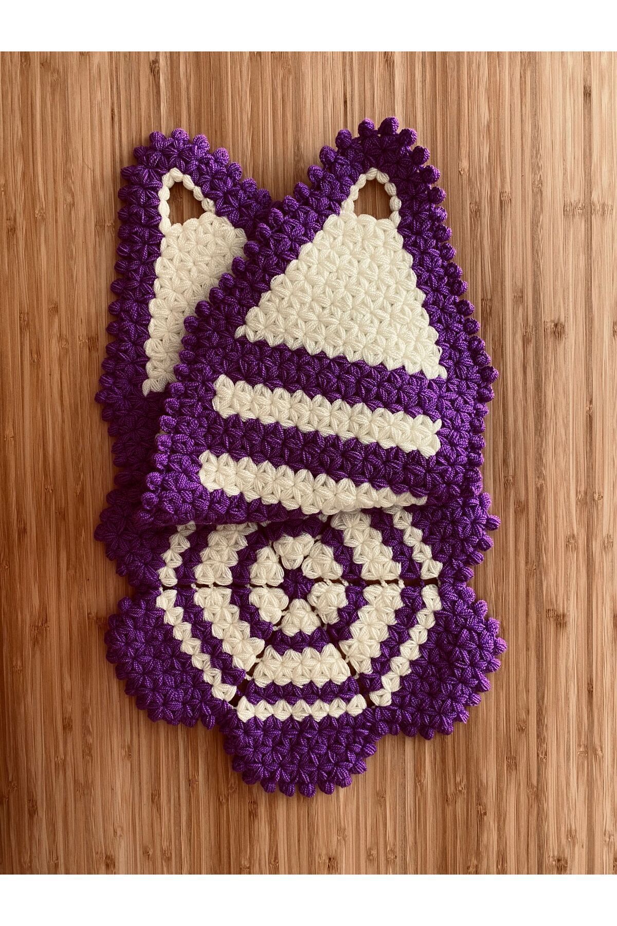 Çeyizlik Ve Banyo Lif Takımı 2’li Set. Mor/krem.