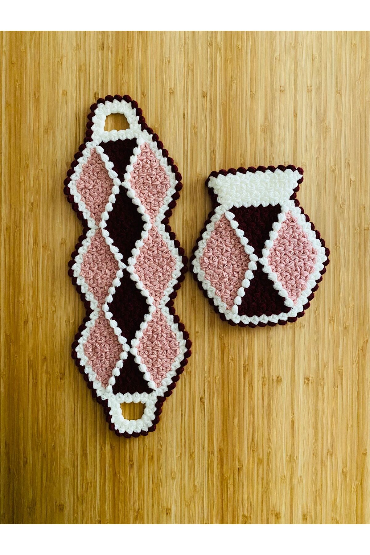 Çeyizlik Ve Banyo Lif Takımı 2'li Set. Bordo-Pudra-Krem