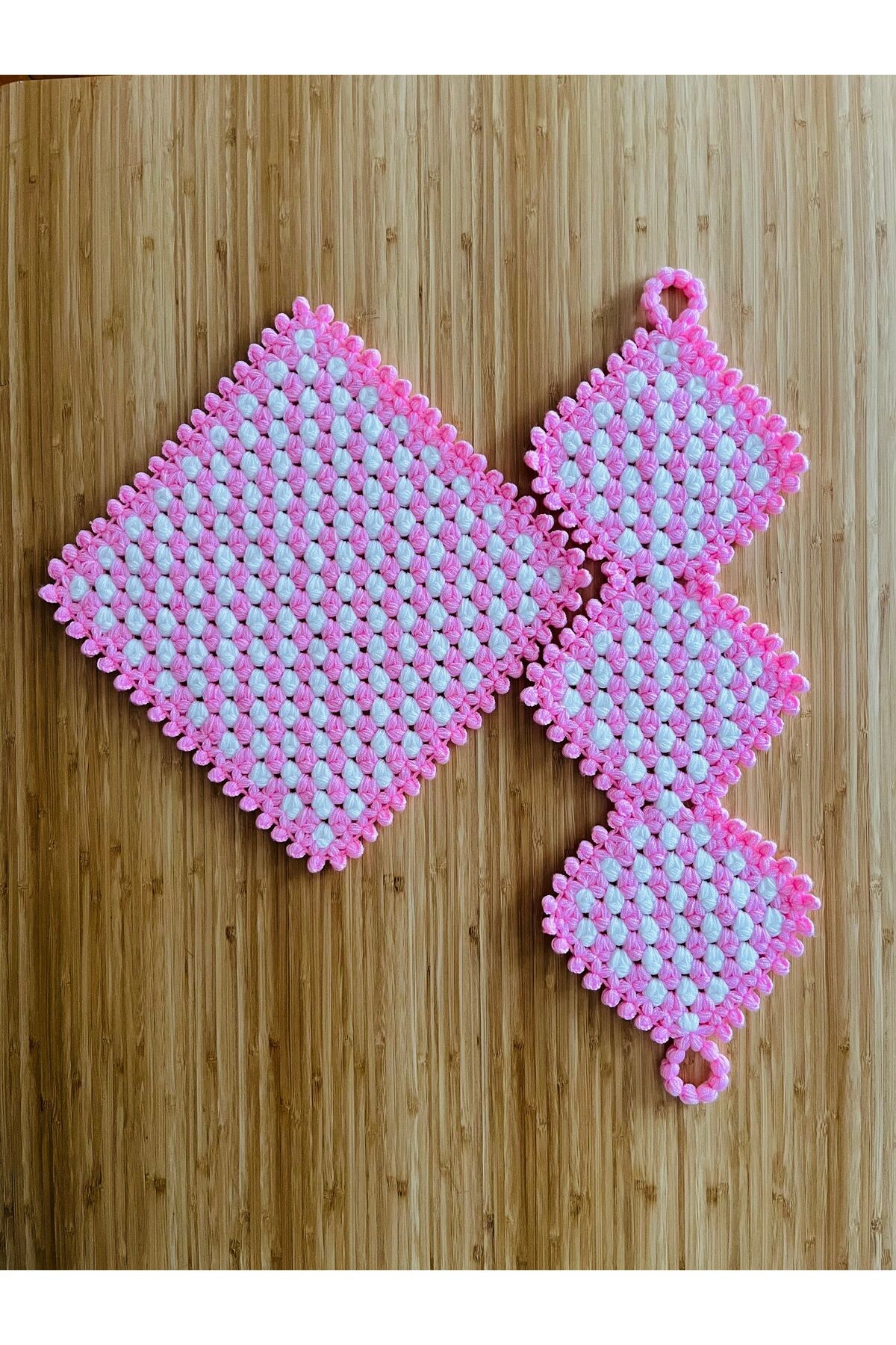 Çeyizlik Ve Banyo Lif Takımı 2'li Set. Renk: Kırık Beyaz, Pembe.