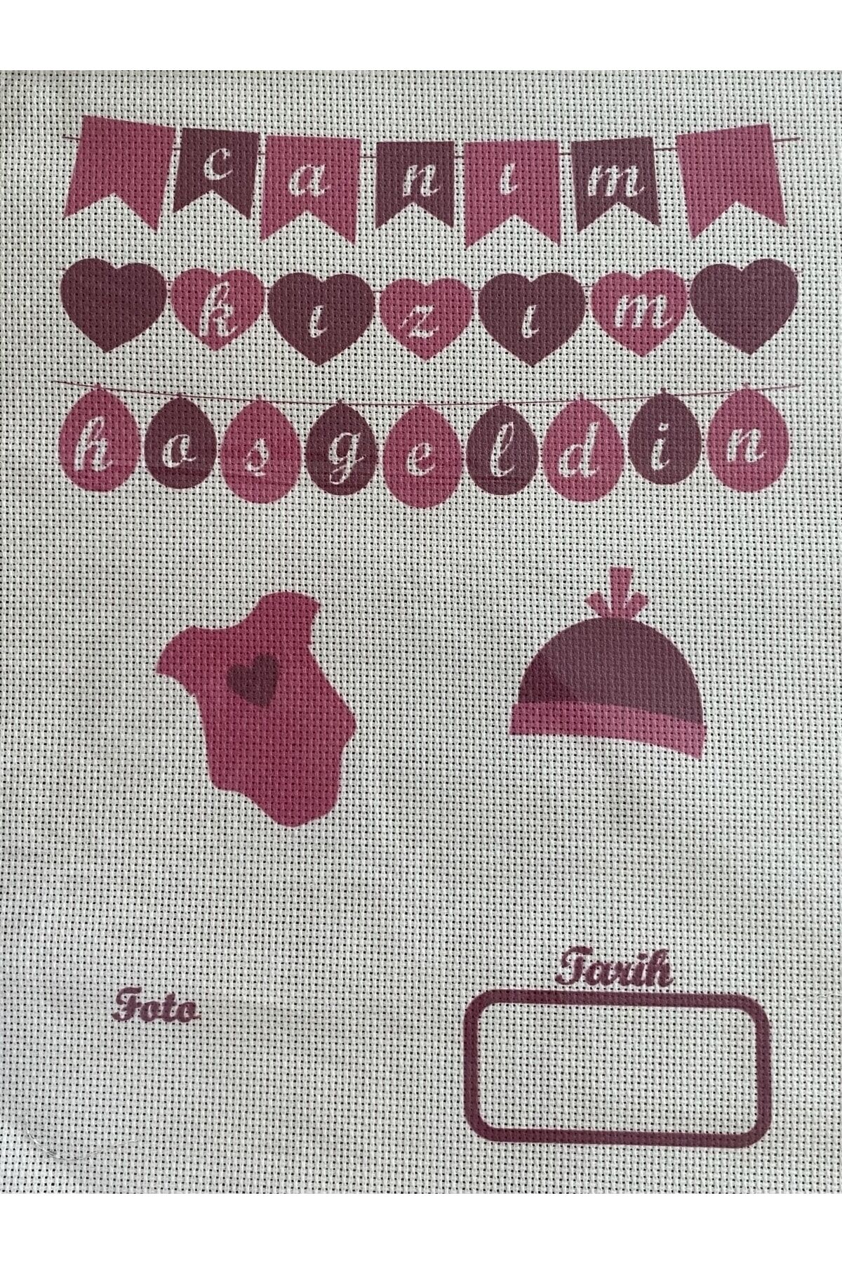 Hazır Baskılı Kanaviçe Kumaş El Nakışı Işleme Tablo. Yükseklik:37 Cm. En: 27,5 Cm.