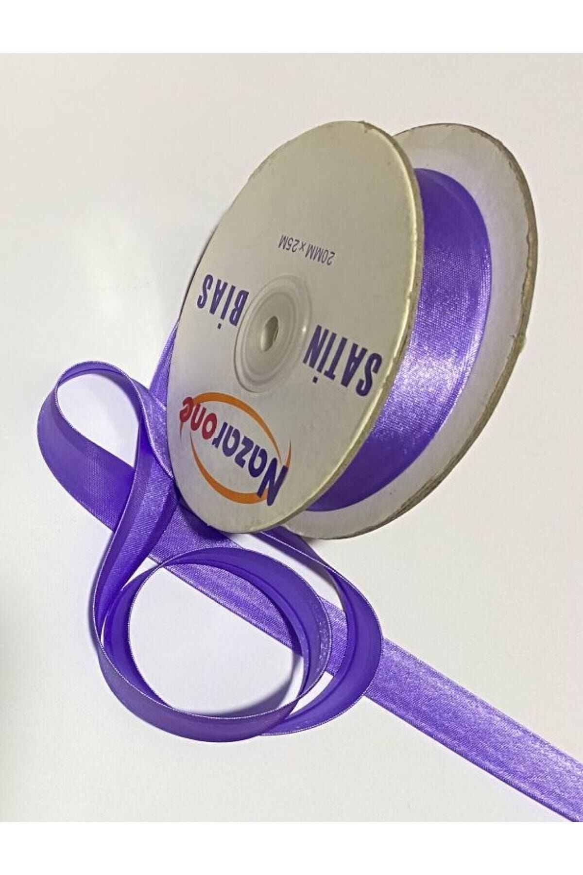 Saten Biye (şerit) Koyu Lila. 2cm. 23,3metre.