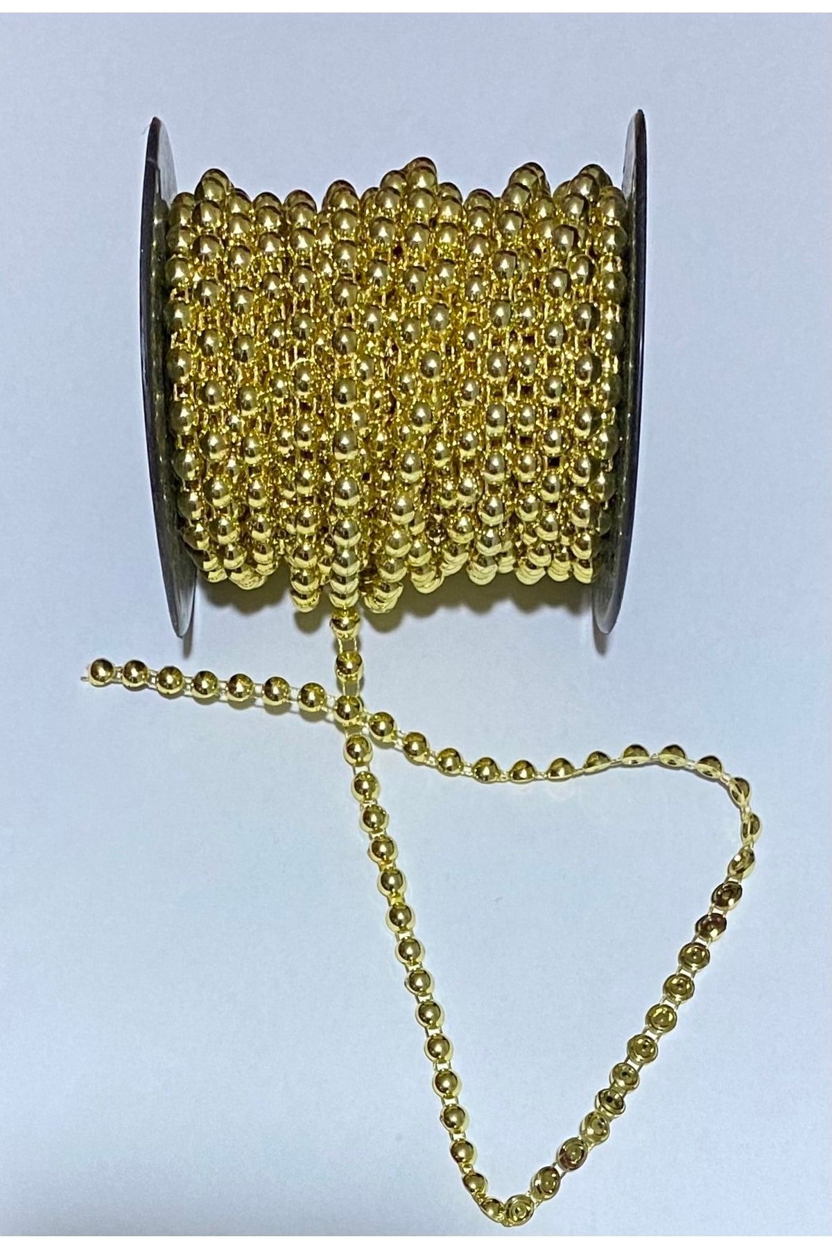 5mm Tek Sıra Ipli Metalize Yarım Inci 5 Metre. Sarı.