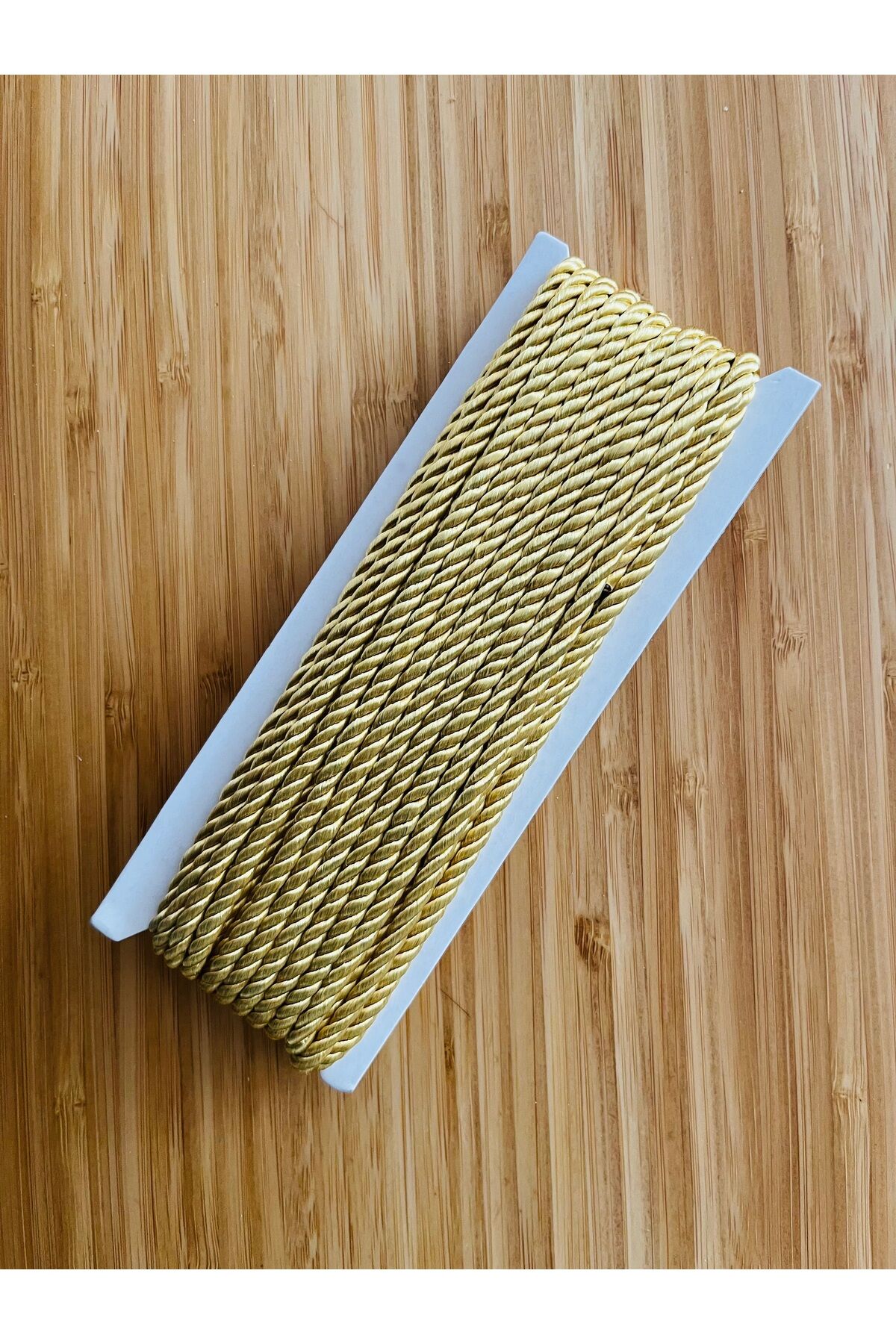 Saten Kordene, Kordon, Ribon 4mm. 10 metre. Açık Gold.