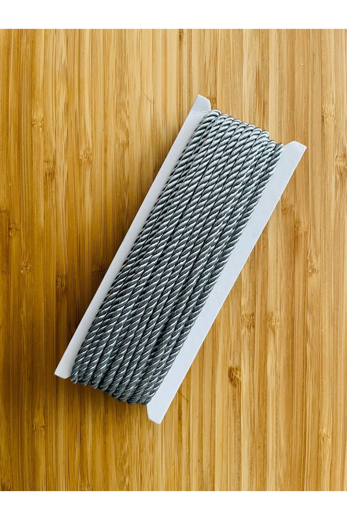 Saten Kordene, Kordon, Ribon 4mm. 10 metre. Gri.