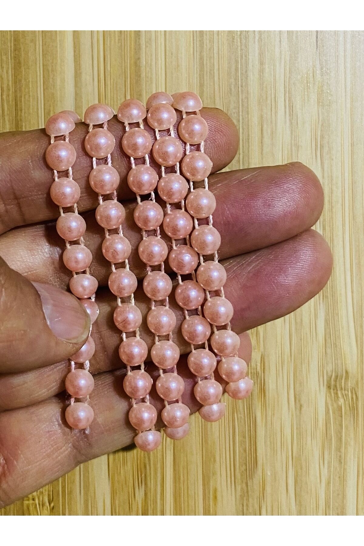 6mm Şerit Yarım Inci. Pudra. 4 Metre.