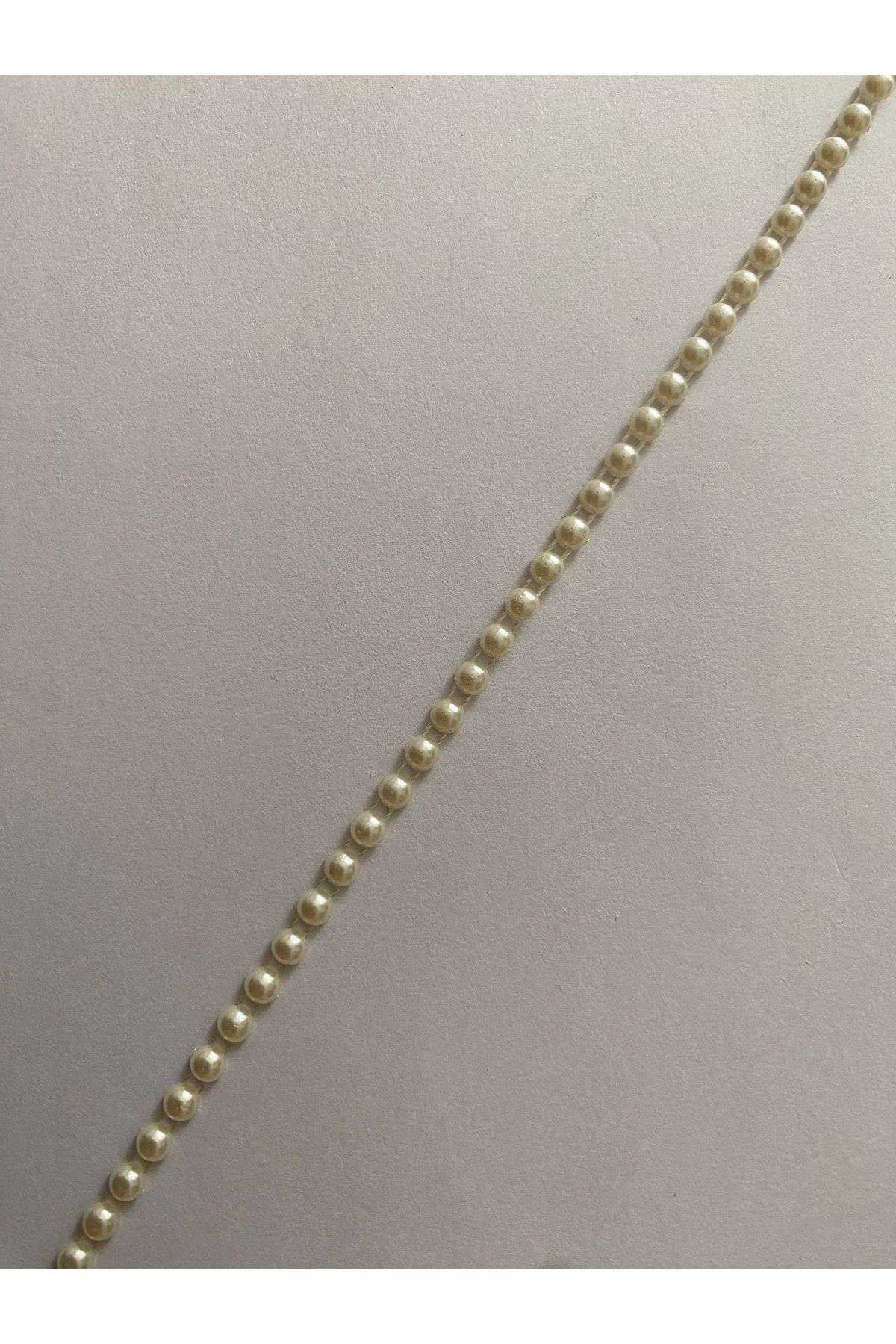 7mm Şerit Yarım Inci. Krem. 4 Metre.