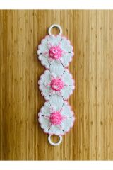 Çeyizlik Ve Banyo Lif Takımı 3'lü Set. Renk: Beyaz Pembe.