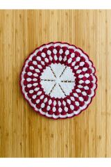 Çeyizlik Ve Banyo Lif Takımı 3'lü Set. Renk: Beyaz Vişne.