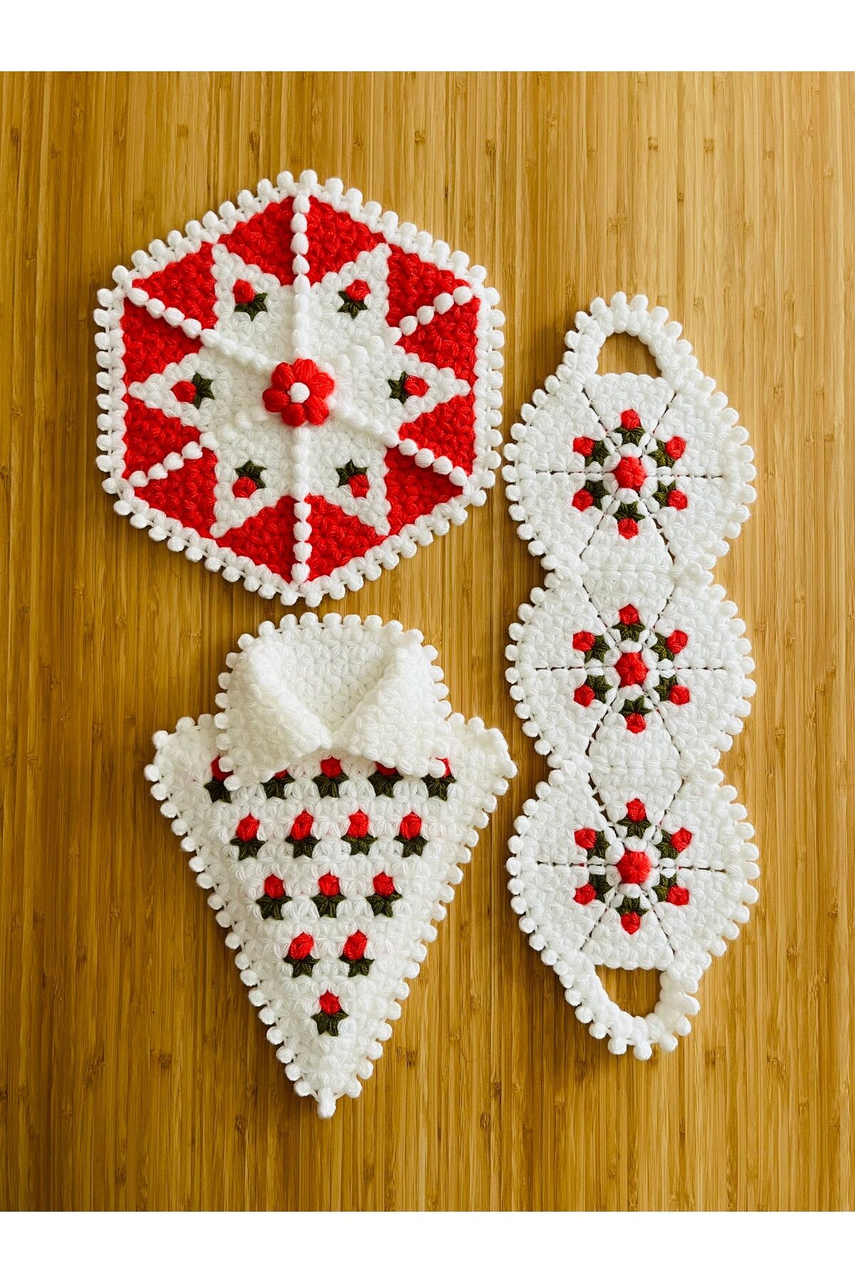 Çeyizlik Ve Banyo Lif Takımı 3'lü Set. Renk: Beyaz, Haki, Nar Çiçeği.