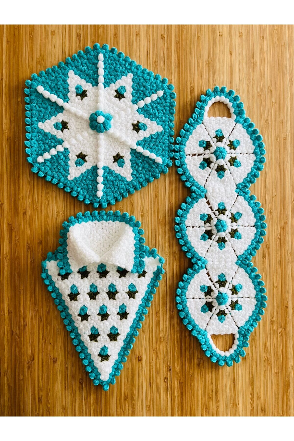 Çeyizlik Ve Banyo Lif Takımı 3'lü Set. Renk: Beyaz, Haki, Su Yeşili.