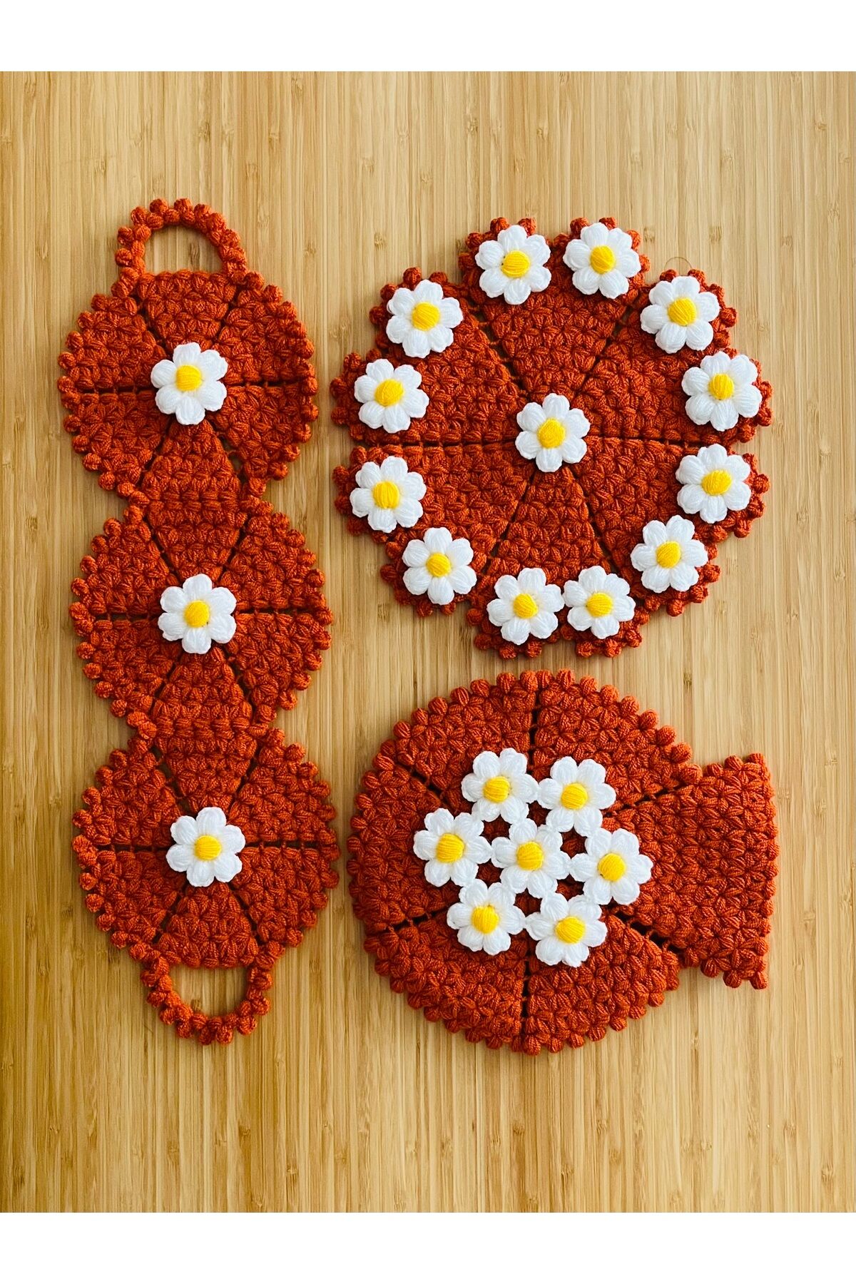 Çeyizlik Ve Banyo Lif Takımı 3'lü Set. Renk: Kiremit Sarı Beyaz.