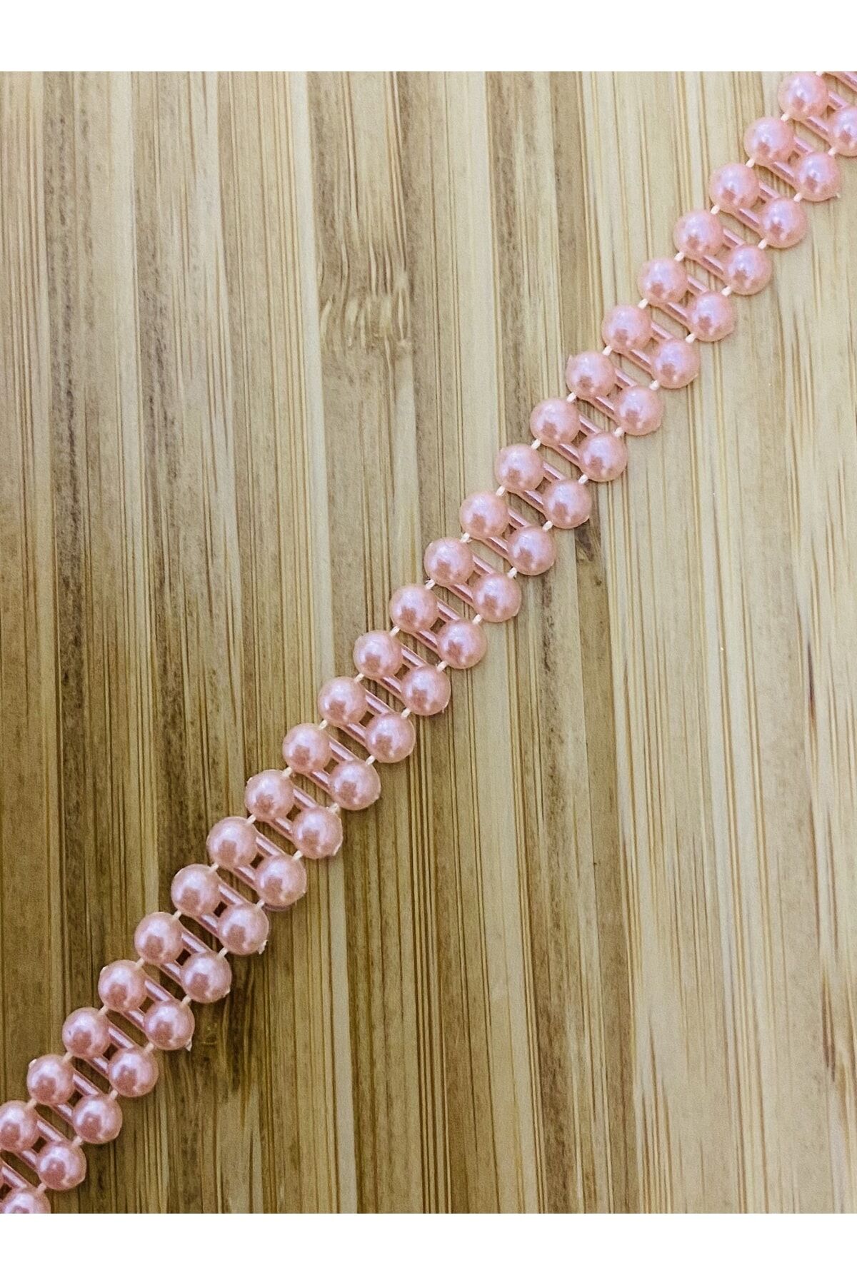 8mm Ikiz Şerit Yarım Inci. Pudra. 4 Metre.