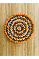 Çeyizlik Ve Banyo Lif Takımı 3'lü Set. Renk: Yeşil Beyaz Turuncu.