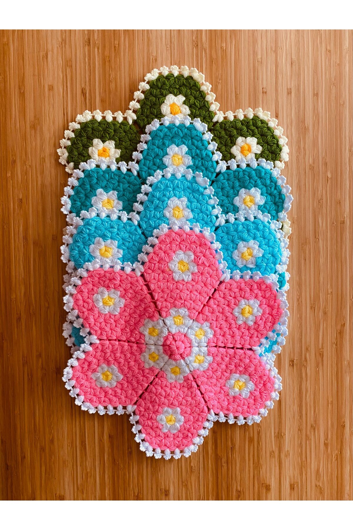 Çeyizlik Ve Banyo Lif Takımı 4'lü Set. Papatya Modeli. 39cm. 4 aynı desenden farklı renkler.