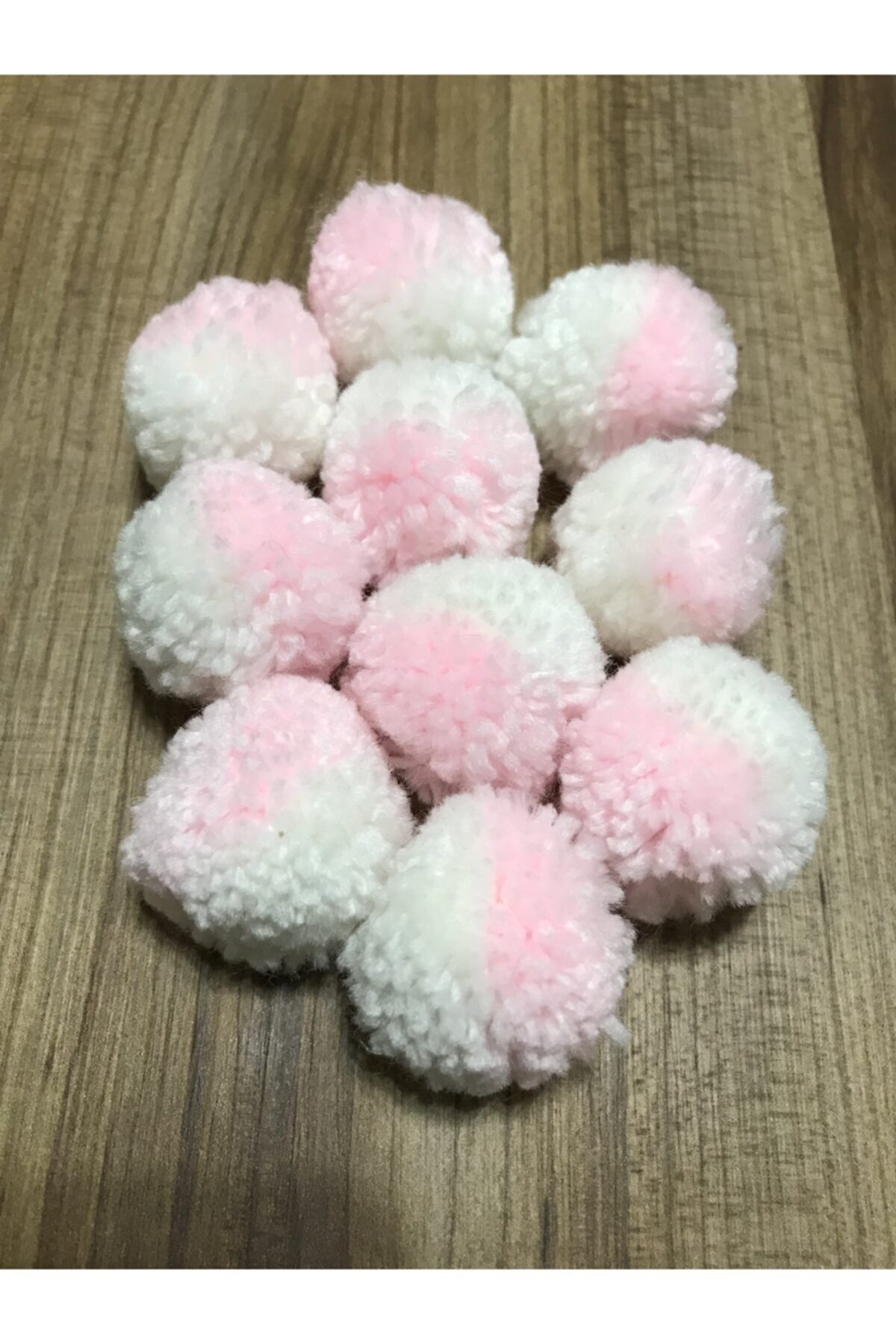 Ikiz Yün Ponpon 10 Adet Renk:beyaz/açık Pembe