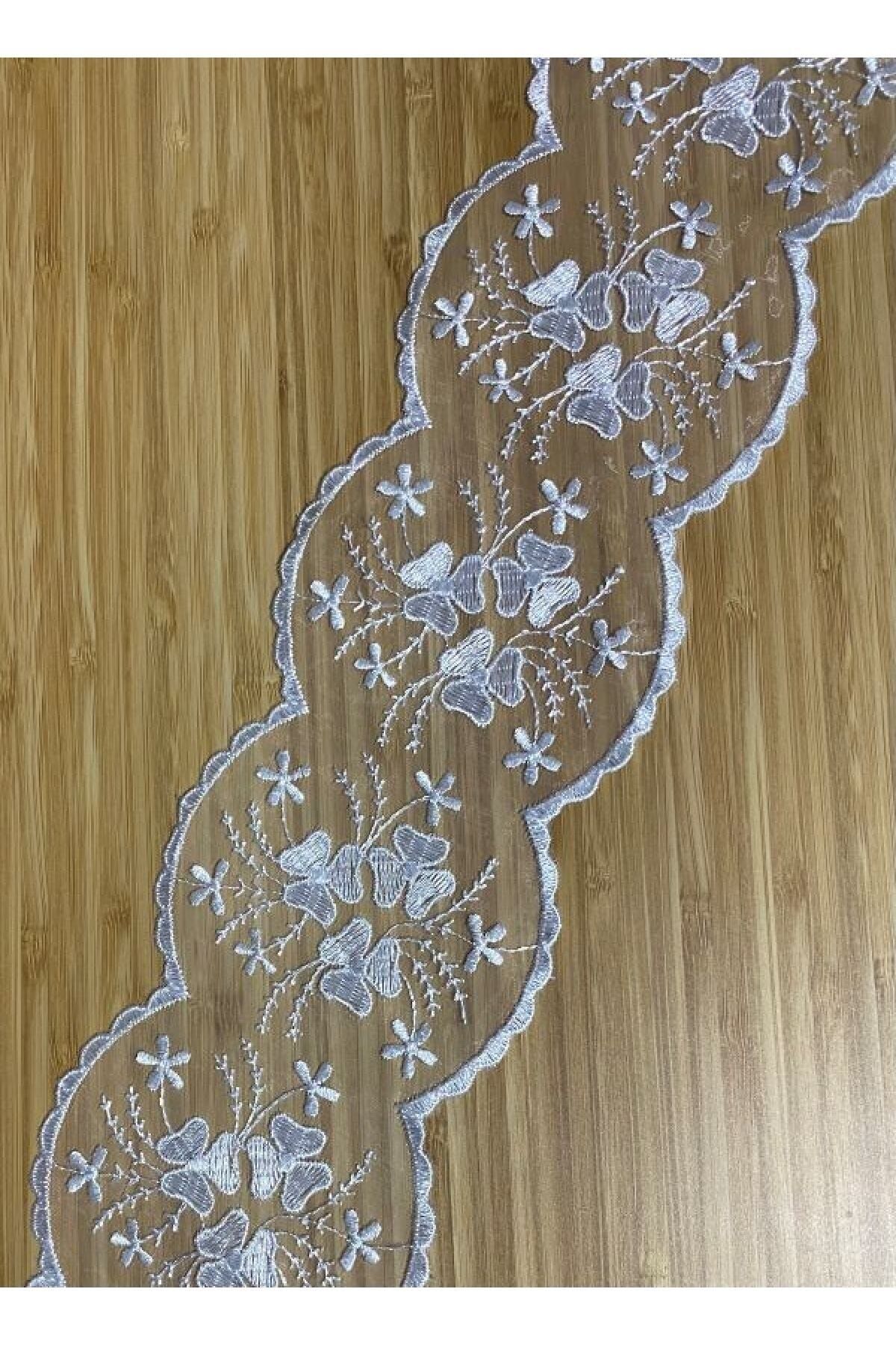 Organze Güpür 10,5cmx1metre. Beyaz.