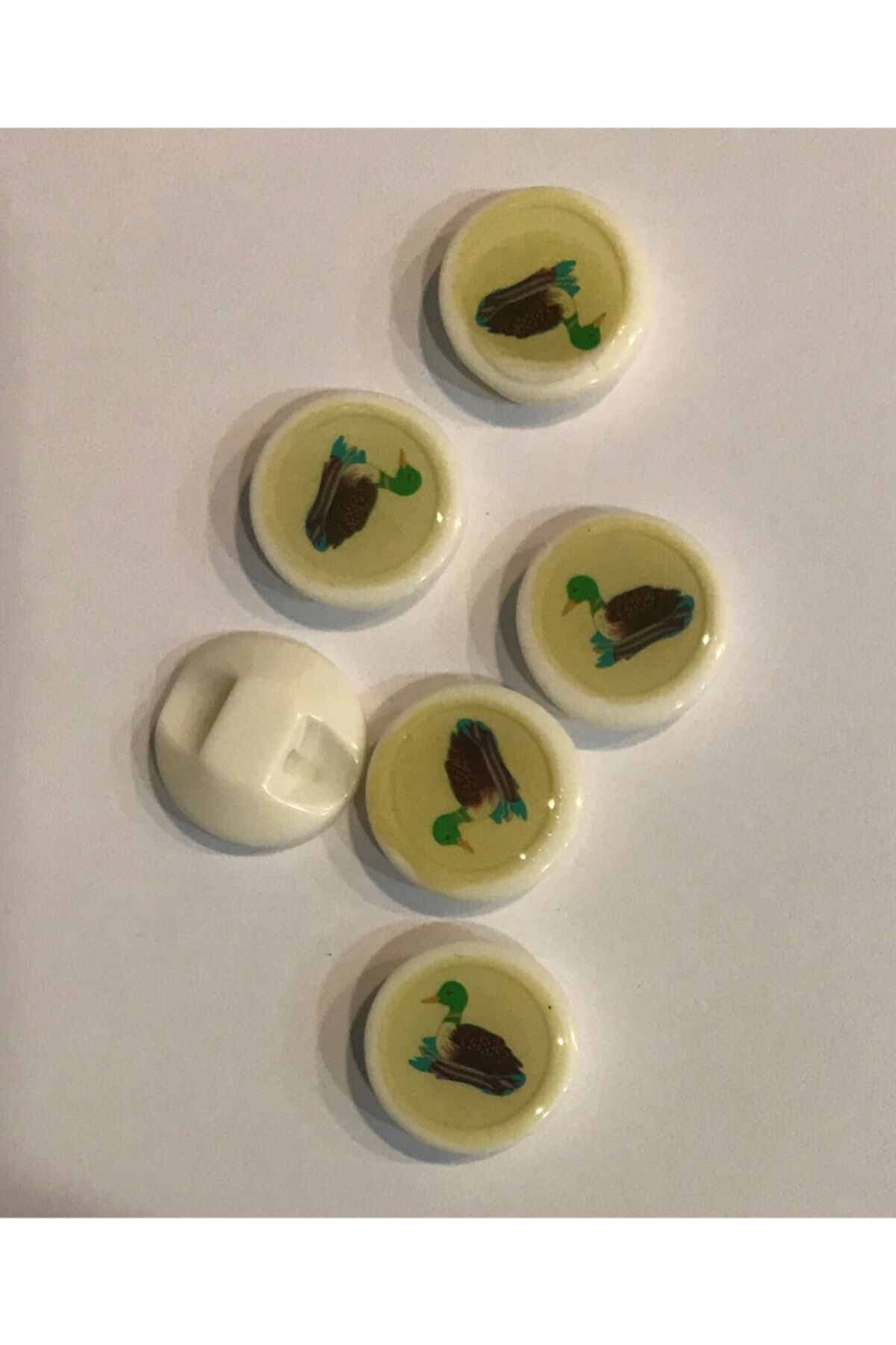 Yeşilbaş Ördek Bebe Düğmesi. 1.4cm. 6'lı Paket. Krem.