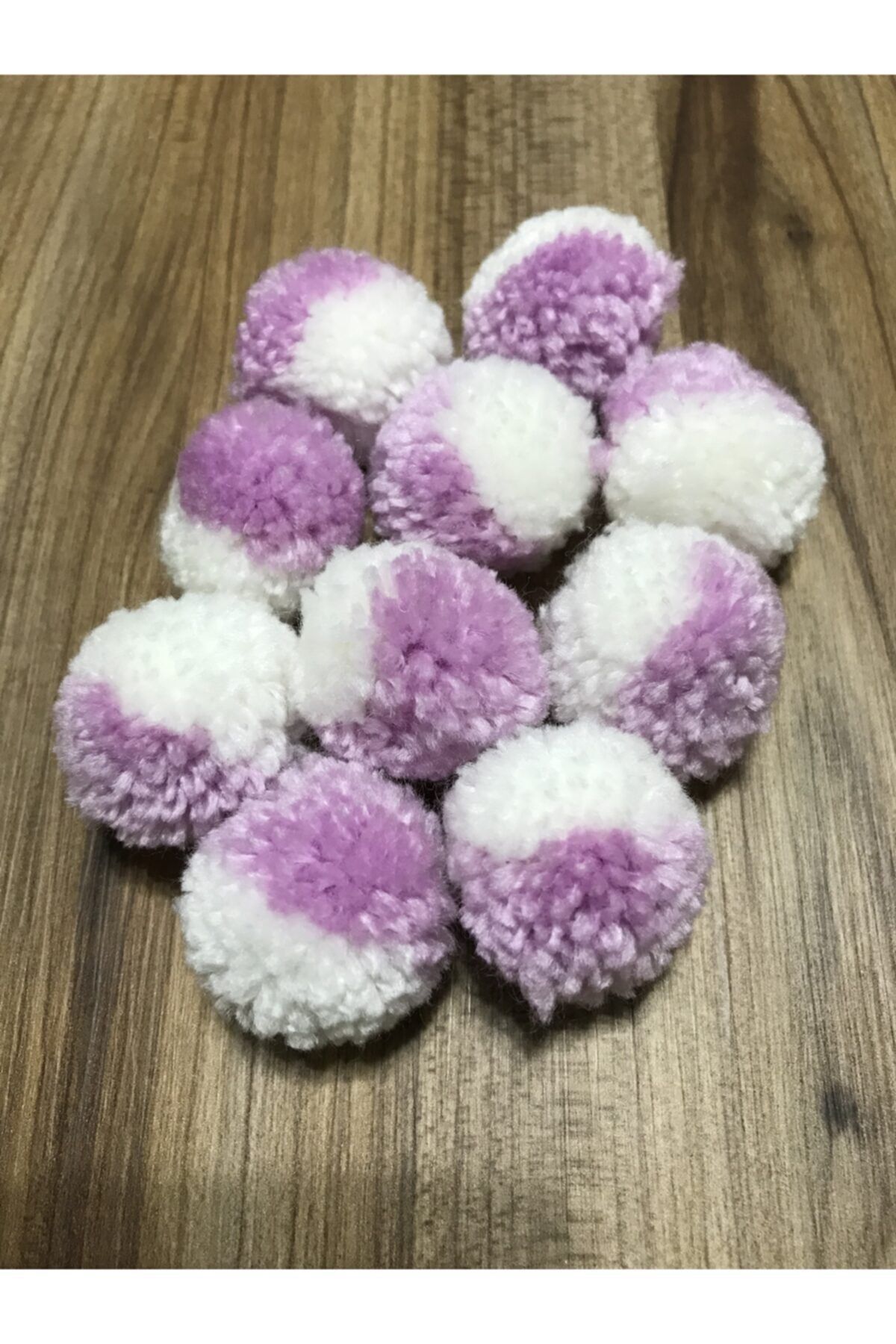 Ikiz Yün Ponpon 10 Adet Renk:beyaz/lila